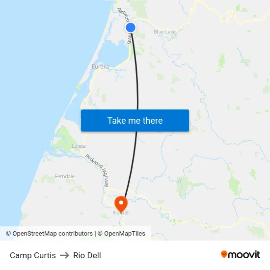 Camp Curtis to Rio Dell map