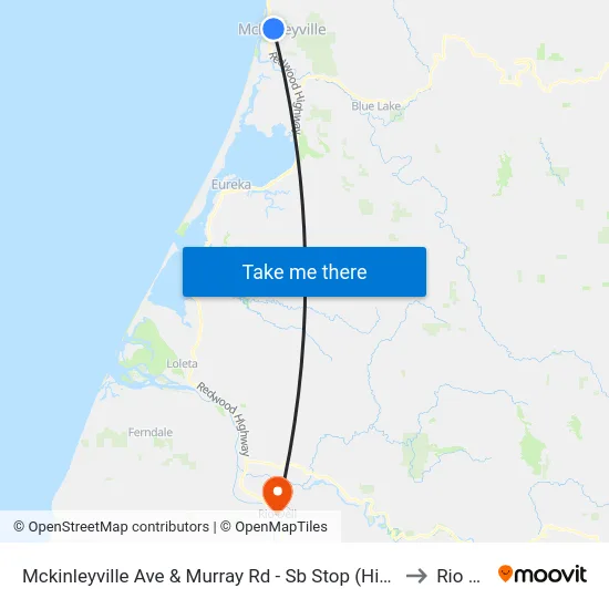 Mckinleyville Ave & Murray Rd - Sb Stop (High School) to Rio Dell map
