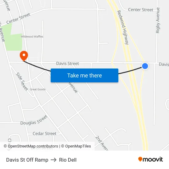 Davis St Off Ramp to Rio Dell map