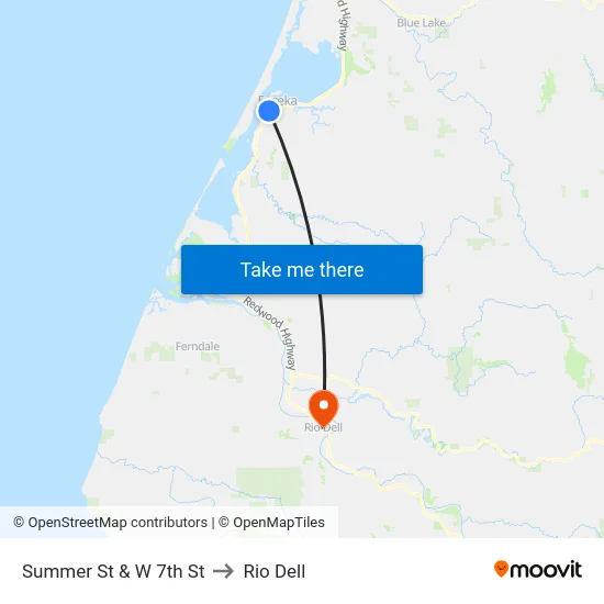 Summer St & W 7th St to Rio Dell map