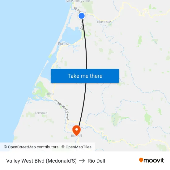 Valley West Blvd (Mcdonald'S) to Rio Dell map