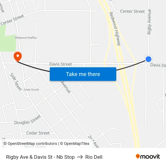 Rigby Ave & Davis St - Nb Stop to Rio Dell map