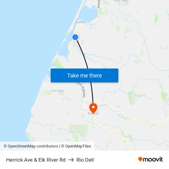 Herrick Ave & Elk River Rd to Rio Dell map
