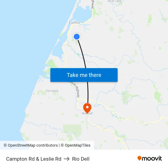 Campton Rd & Leslie Rd to Rio Dell map