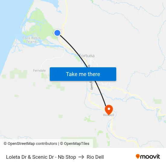 Loleta Dr & Scenic Dr - Nb Stop to Rio Dell map
