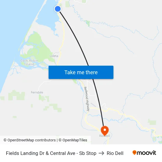 Fields Landing Dr & Central Ave - Sb Stop to Rio Dell map