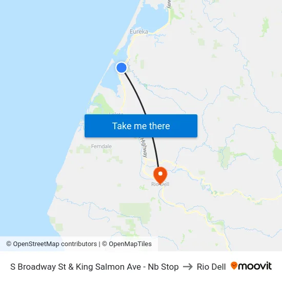 S Broadway St & King Salmon Ave - Nb Stop to Rio Dell map