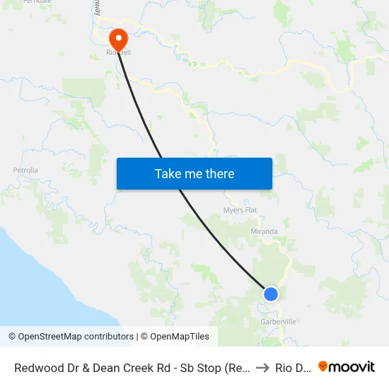 Redwood Dr & Dean Creek Rd - Sb Stop (Resort) to Rio Dell map
