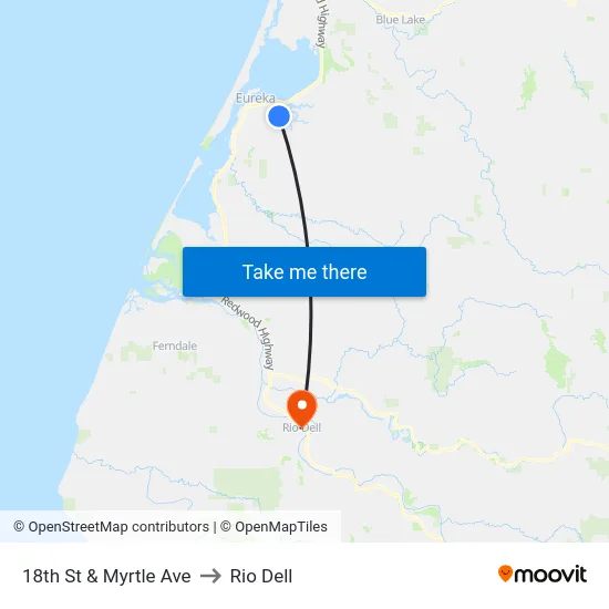 18th St & Myrtle Ave to Rio Dell map