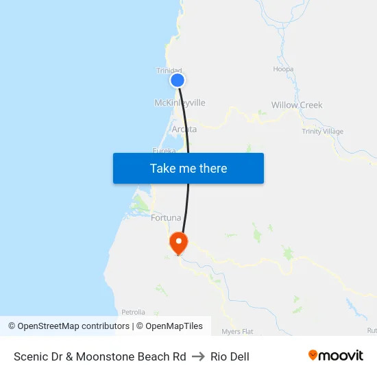 Scenic Dr & Moonstone Beach Rd to Rio Dell map