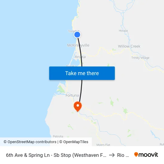 6th Ave & Spring Ln - Sb Stop (Westhaven Fire Dept) to Rio Dell map