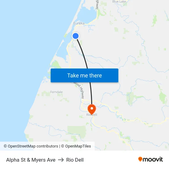 Alpha St & Myers Ave to Rio Dell map
