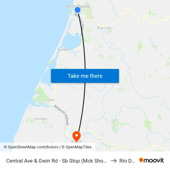 Central Ave & Gwin Rd - Sb Stop (Mck Shops) to Rio Dell map