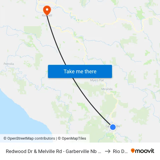 Redwood Dr & Melville Rd - Garberville Nb Stop to Rio Dell map