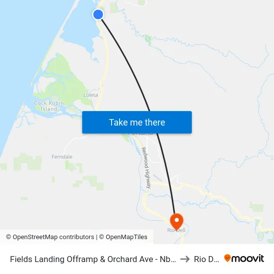 Fields Landing Offramp & Orchard Ave - Nb Stop to Rio Dell map