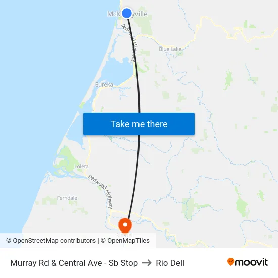 Murray Rd & Central Ave - Sb Stop to Rio Dell map