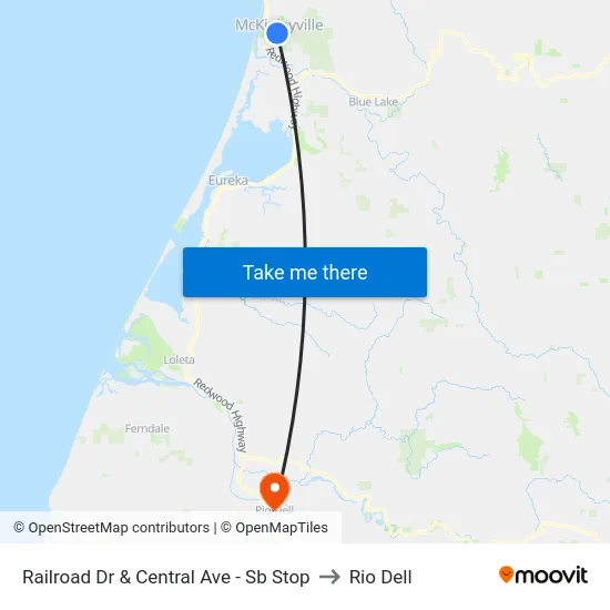 Railroad Dr & Central Ave - Sb Stop to Rio Dell map
