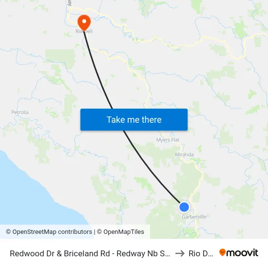 Redwood Dr & Briceland Rd - Redway Nb Stop to Rio Dell map