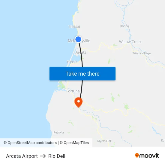 Arcata Airport to Rio Dell map