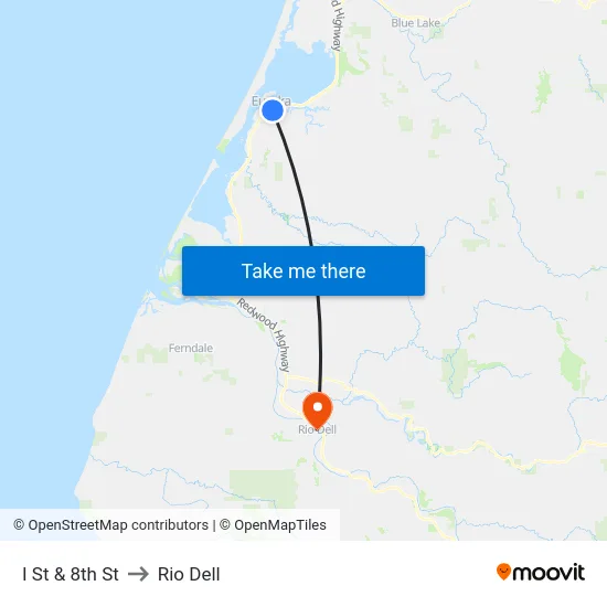 I St & 8th St to Rio Dell map