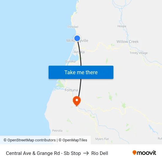 Central Ave & Grange Rd - Sb Stop to Rio Dell map
