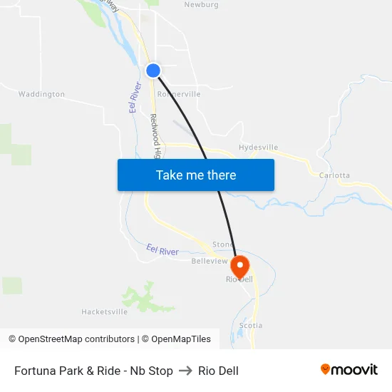Fortuna Park & Ride - Nb Stop to Rio Dell map