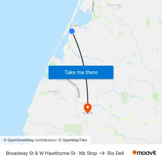 Broadway St & W Hawthorne St - Nb Stop to Rio Dell map