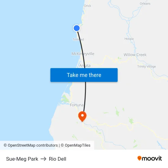 Sue-Meg Park to Rio Dell map