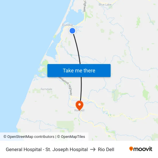 General Hospital - St. Joseph Hospital to Rio Dell map