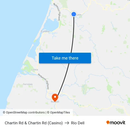 Chartin Rd & Chartin Rd (Casino) to Rio Dell map