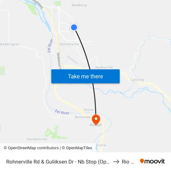 Rohnerville Rd & Guliiksen Dr - Nb Stop (Opendoor) to Rio Dell map