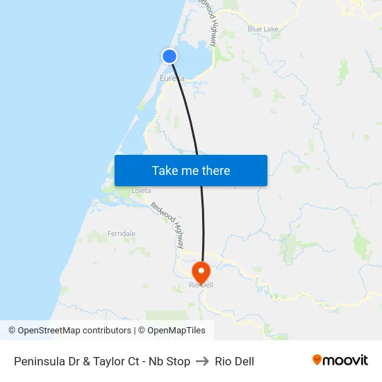 Peninsula Dr & Taylor Ct - Nb Stop to Rio Dell map