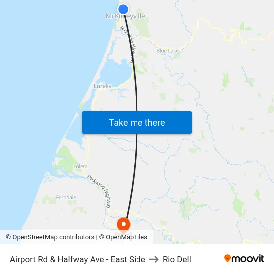 Airport Rd & Halfway Ave - East Side to Rio Dell map