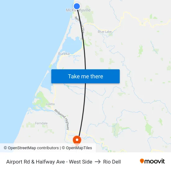Airport Rd & Halfway Ave - West Side to Rio Dell map