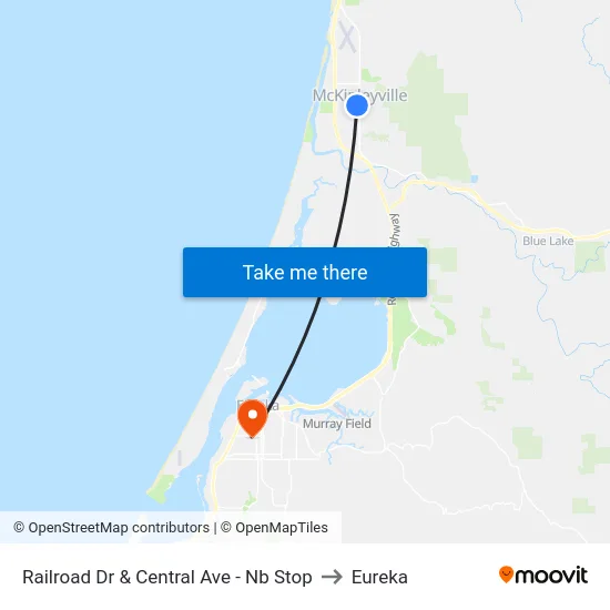 Railroad Dr & Central Ave - Nb Stop to Eureka map