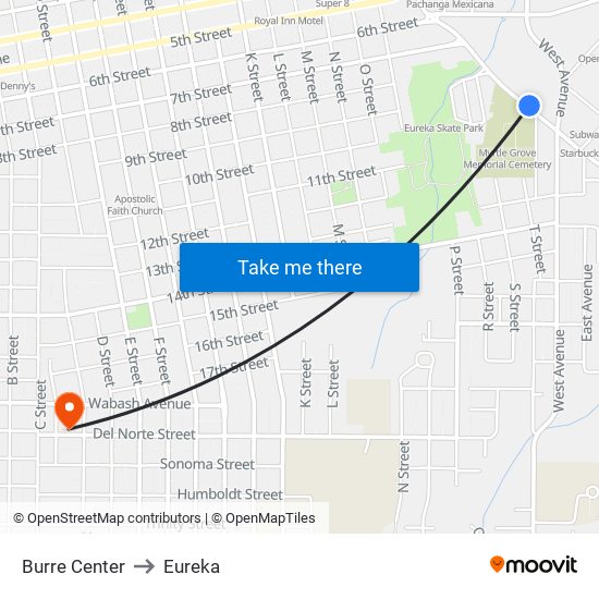 Burre Center to Eureka map