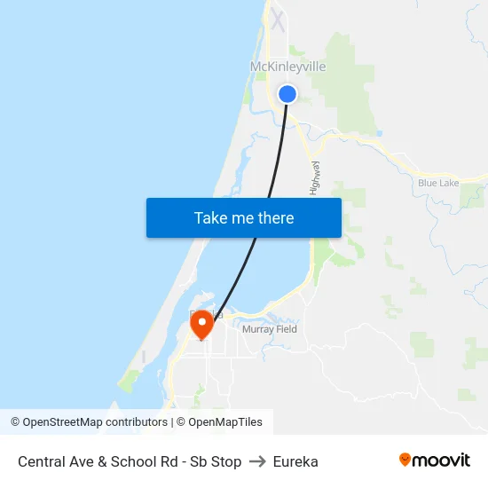 Central Ave & School Rd - Sb Stop to Eureka map