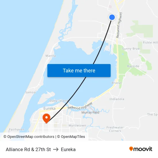 Alliance Rd & 27th St to Eureka map