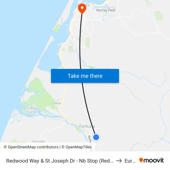 Redwood Way & St Joseph Dr - Nb Stop (Redwood Memorial) to Eureka map