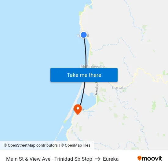Main St & View Ave - Trinidad Sb Stop to Eureka map