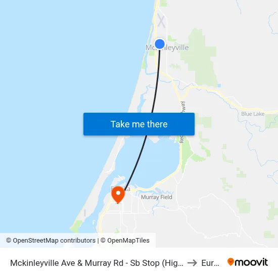 Mckinleyville Ave & Murray Rd - Sb Stop (High School) to Eureka map