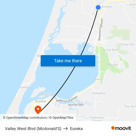 Valley West Blvd (Mcdonald'S) to Eureka map