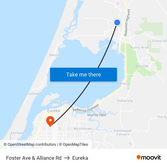 Foster Ave & Alliance Rd to Eureka map