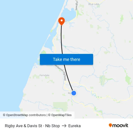 Rigby Ave & Davis St - Nb Stop to Eureka map