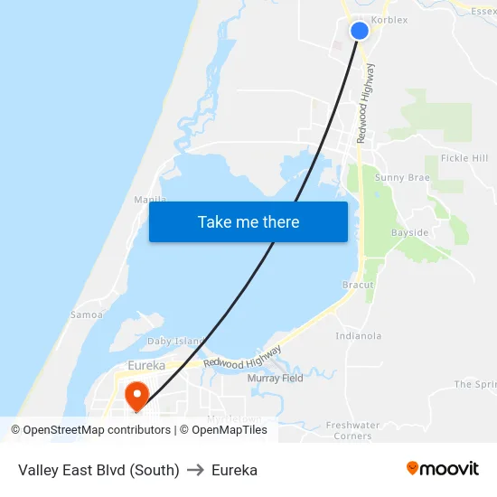 Valley East Blvd (South) to Eureka map