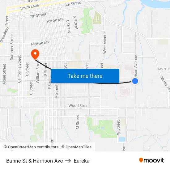 Buhne St & Harrison Ave to Eureka map