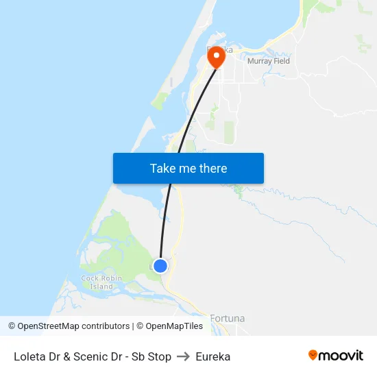 Loleta Dr & Scenic Dr - Sb Stop to Eureka map