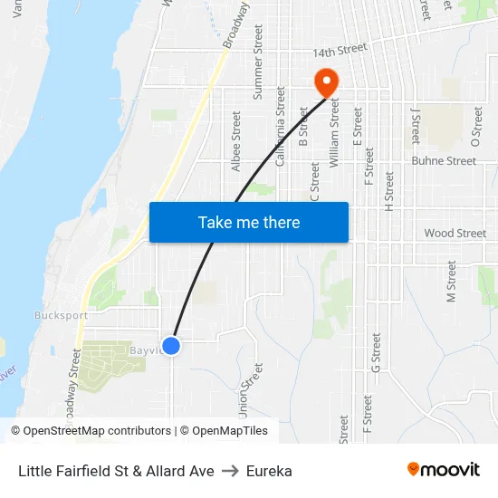 Little Fairfield St & Allard Ave to Eureka map