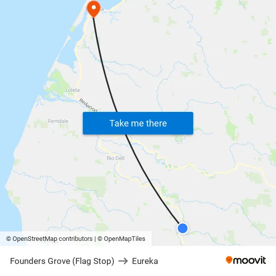 Drop Off Only - Founders Grove to Eureka map
