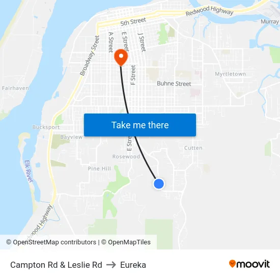 Campton Rd & Leslie Rd to Eureka map